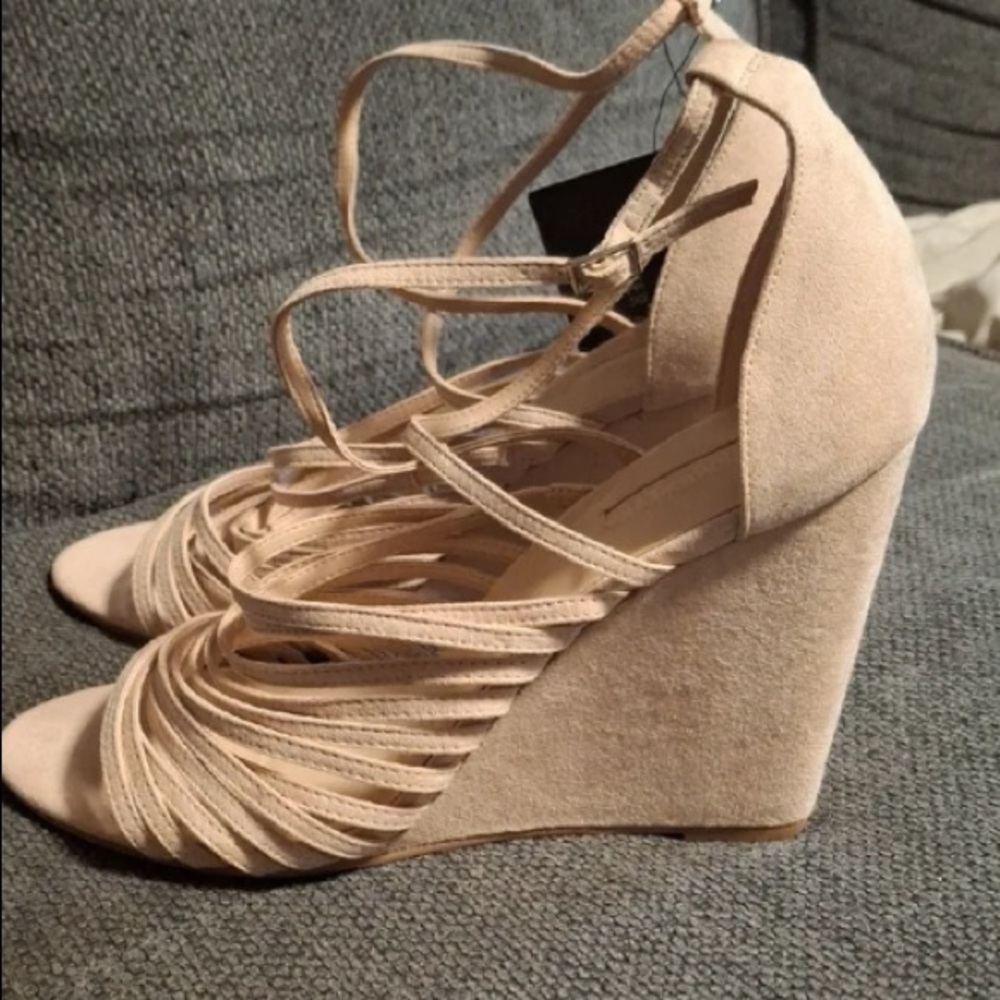 Forever 21 Strappy Nude Wedge Sandals